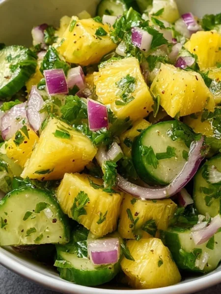 Delicious pineapple cucumber salad with fresh ingredients and vibrant presentation.