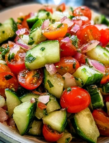 Quick Italian Cucumber Salad with fresh ingredients and vibrant colors.