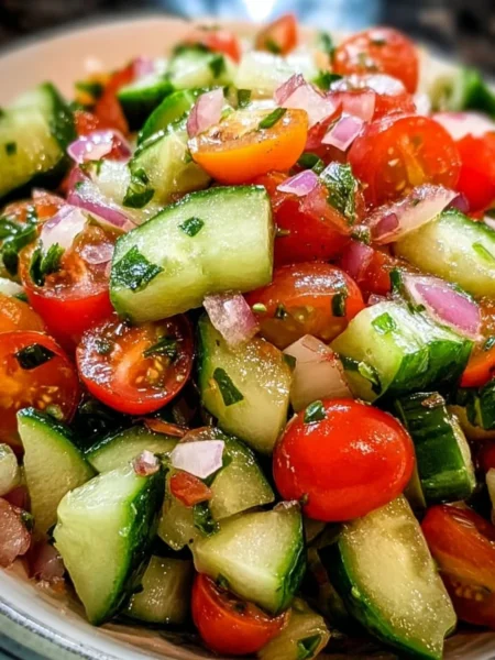 Quick Italian Cucumber Salad with fresh ingredients and vibrant colors.