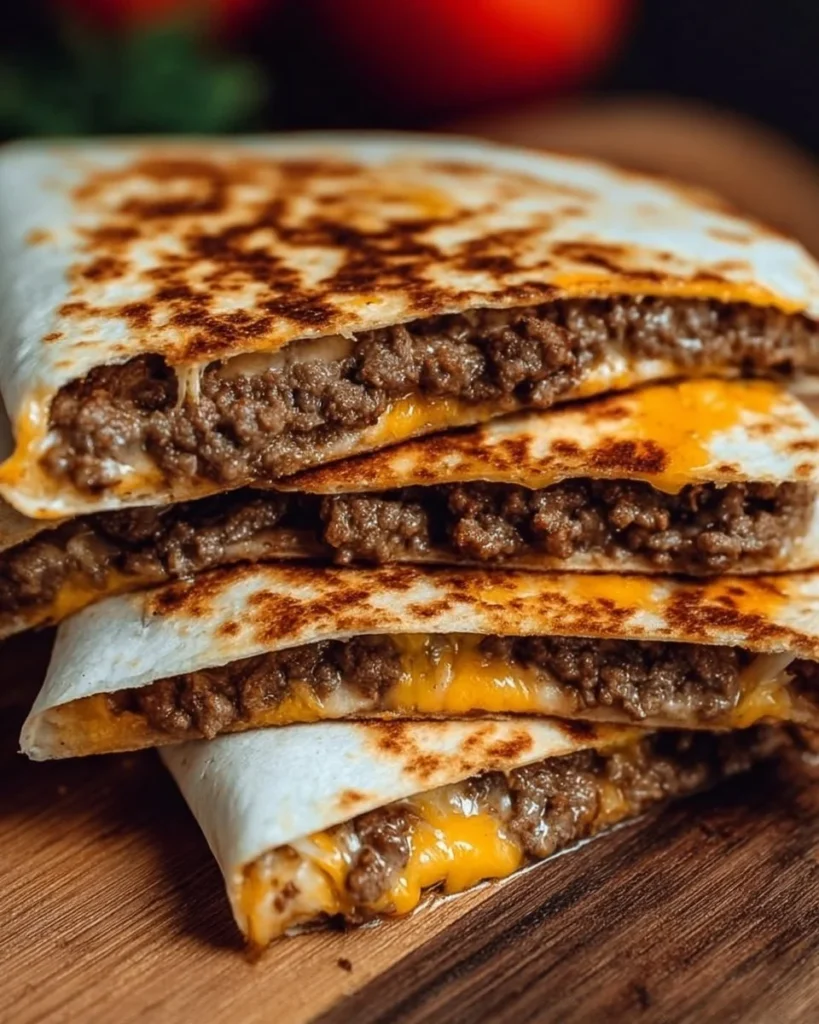 Delicious Smashburger Quesadillas served with salsa and toppings