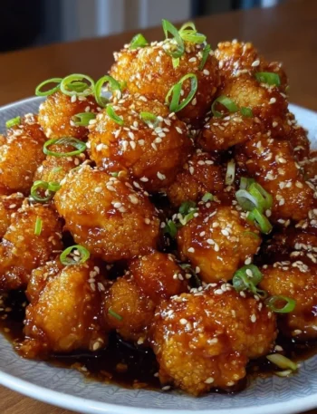 Delicious sticky honey garlic cauliflower cooked to perfection