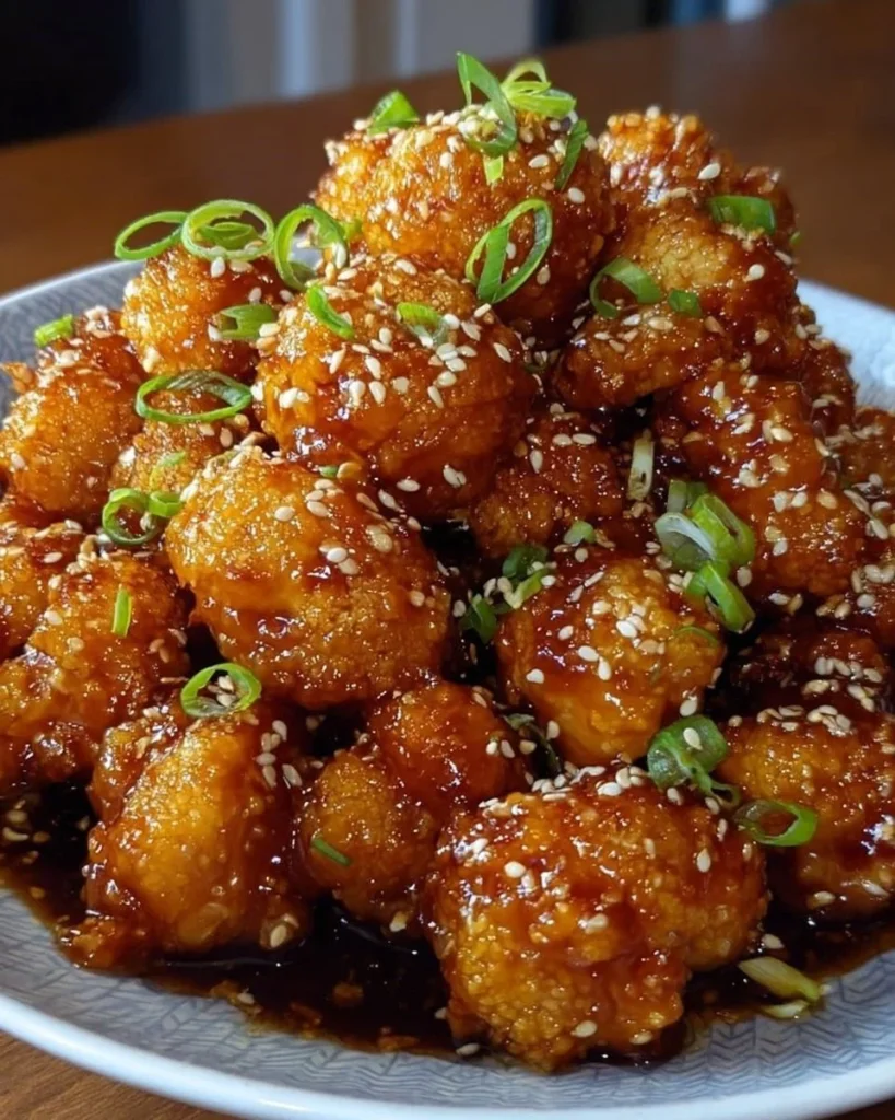 Delicious sticky honey garlic cauliflower cooked to perfection