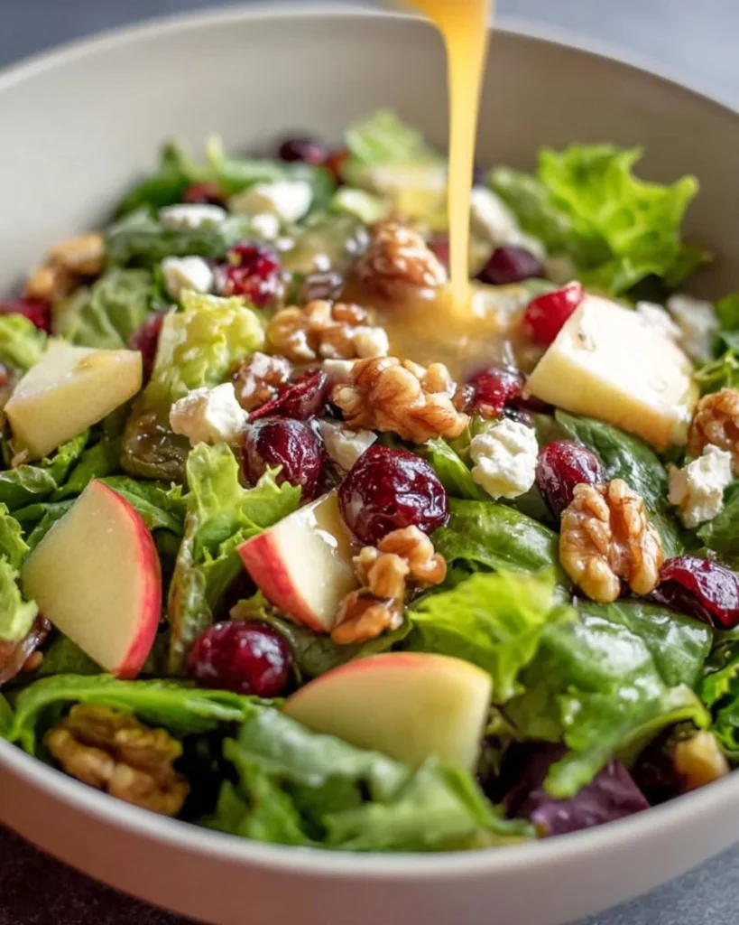 Delicious Apple Cranberry Walnut Salad with fresh ingredients