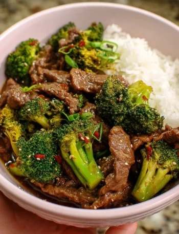 Beef and Broccoli Stir-Fry served in a sizzling pan.