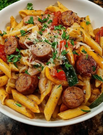 Delicious bowl of Cajun Sausage Pasta with vibrant flavors and creamy sauce