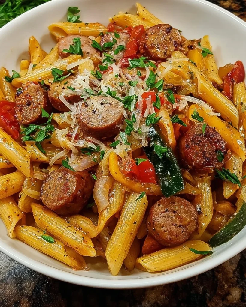 Delicious bowl of Cajun Sausage Pasta with vibrant flavors and creamy sauce