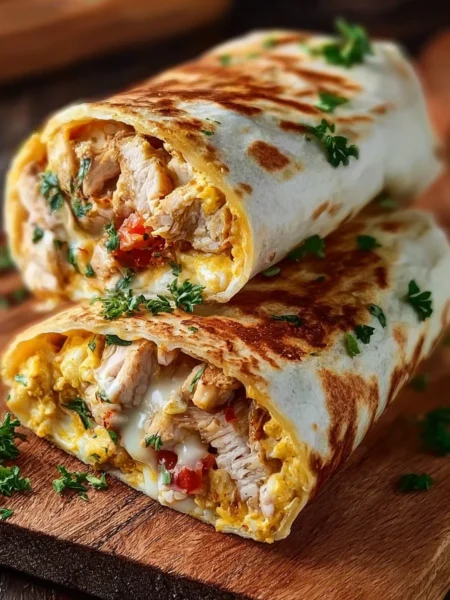 Cheesy Garlic Chicken Wraps served with fresh vegetables