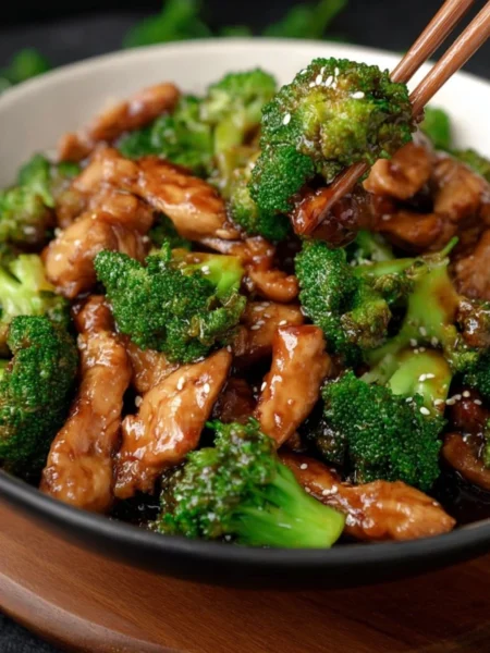 Delicious Chinese chicken and broccoli dish served on a plate