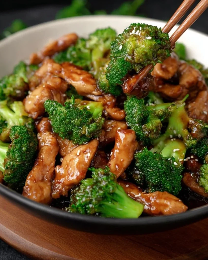 Delicious Chinese chicken and broccoli dish served on a plate