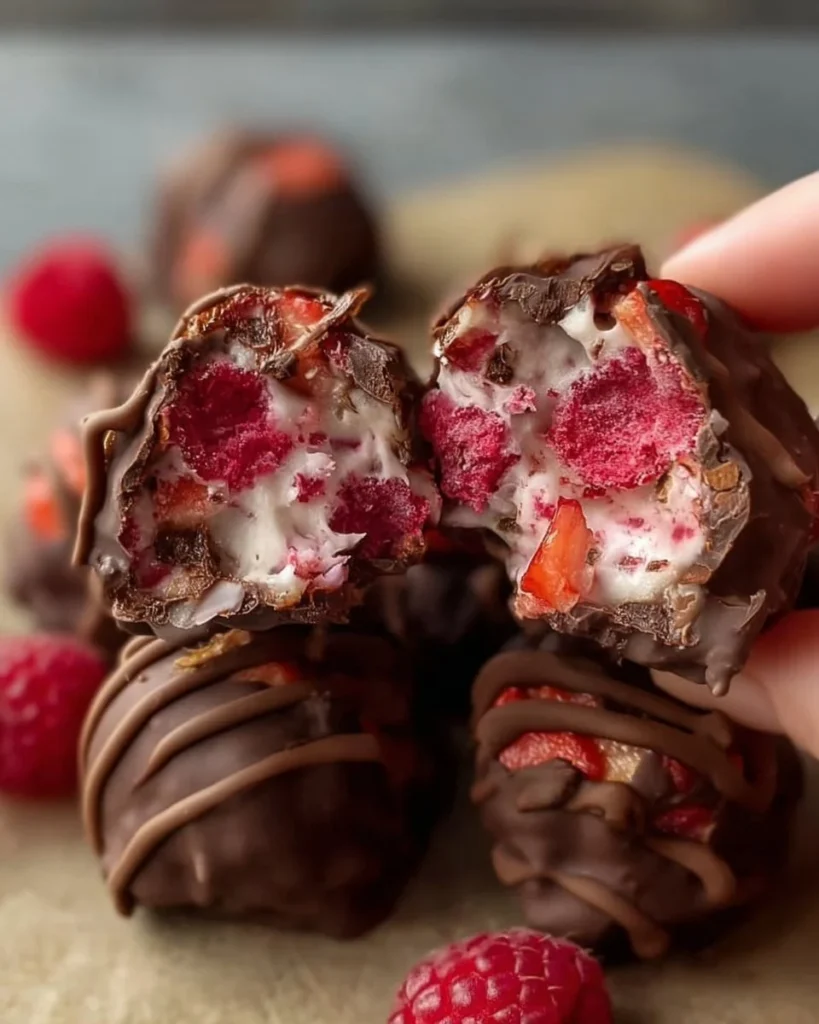 Chocolate strawberry yogurt clusters - a delicious chocolate snack
