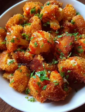 Crispy cauliflower fry served in a bowl with dipping sauce