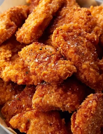 Homemade easy crispy chicken nuggets served with dipping sauce