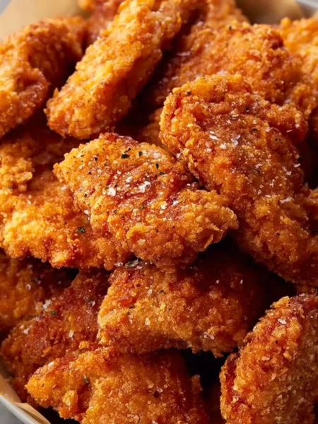 Homemade easy crispy chicken nuggets served with dipping sauce