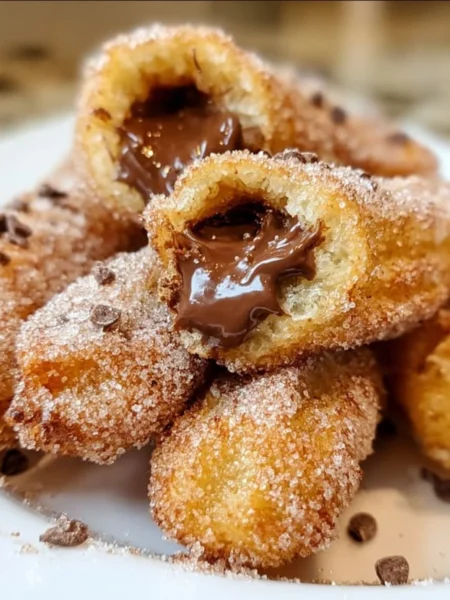 Homemade churro bites dipped in Nutella