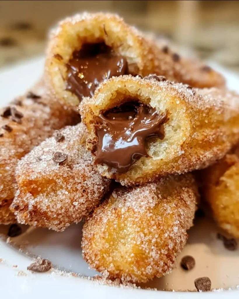 Homemade churro bites dipped in Nutella