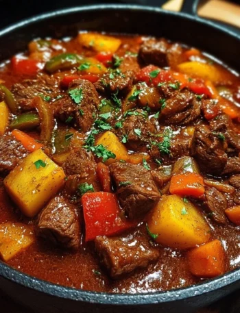 Delicious bowl of traditional Hungarian Goulash with tender beef and spices