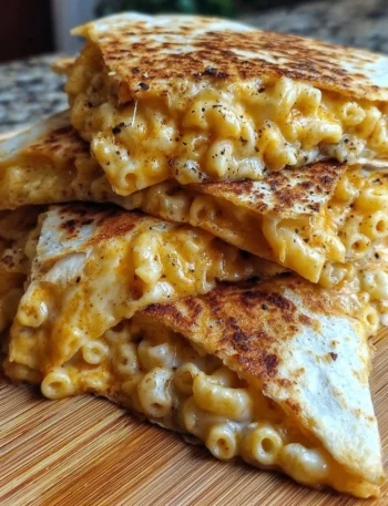 Delicious Mac and Cheese Quesadillas served with dipping sauce