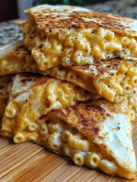 Delicious Mac and Cheese Quesadillas served with dipping sauce