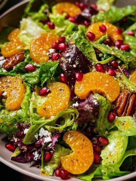 Fresh Mandarin Orange Salad with greens and a light dressing