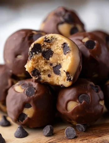 Delicious no-bake cookie dough bites ready to enjoy as a sweet treat.
