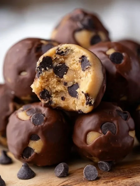 Delicious no-bake cookie dough bites ready to enjoy as a sweet treat.