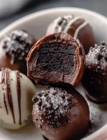 Delicious homemade Oreo Balls stacked on a plate