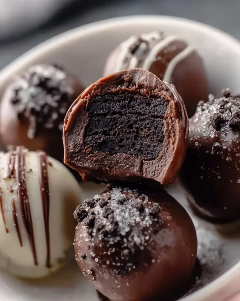 Delicious homemade Oreo Balls stacked on a plate
