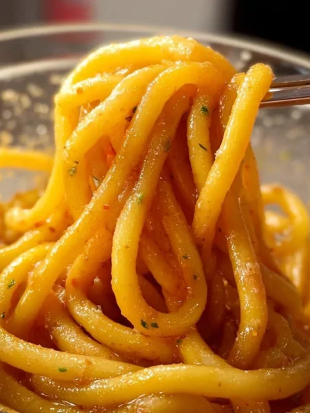 A plate of homemade potato noodles served with vegetables and sauce.