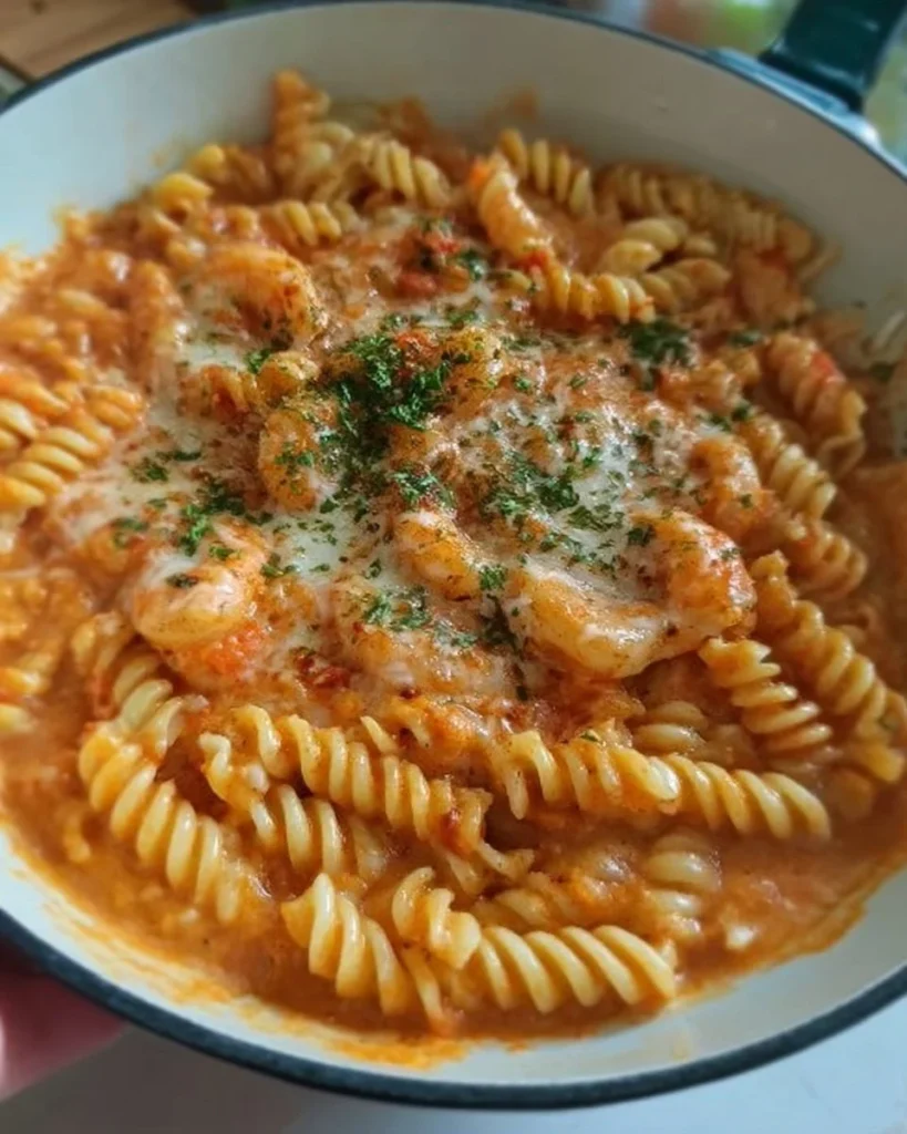 Delicious Rose Shrimp Pasta in creamy Italian pink sauce