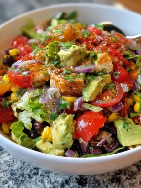 Colorful Santa Fe Salad with grilled chicken and fresh vegetables