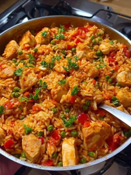 Delicious Serbian rice dish featuring chicken cooked in a healthy one-pot recipe