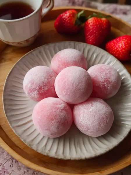Delicious Strawberry Mochi - Soft rice cake with strawberry filling